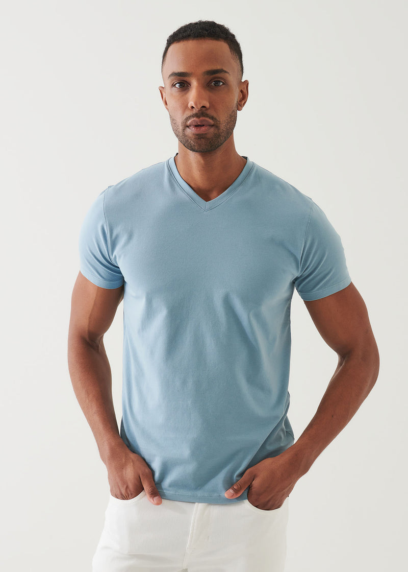 Pima Cotton Stretch V-Neck T-Shirt