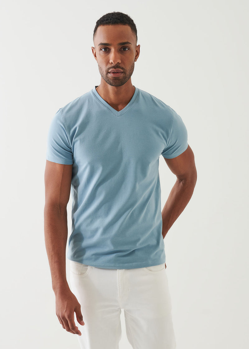 Pima Cotton Stretch V-Neck T-Shirt