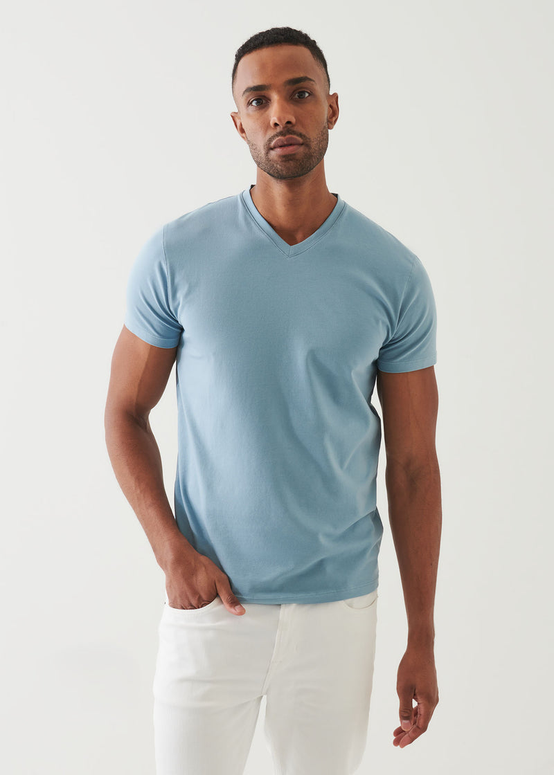 Pima Cotton Stretch V-Neck T-Shirt