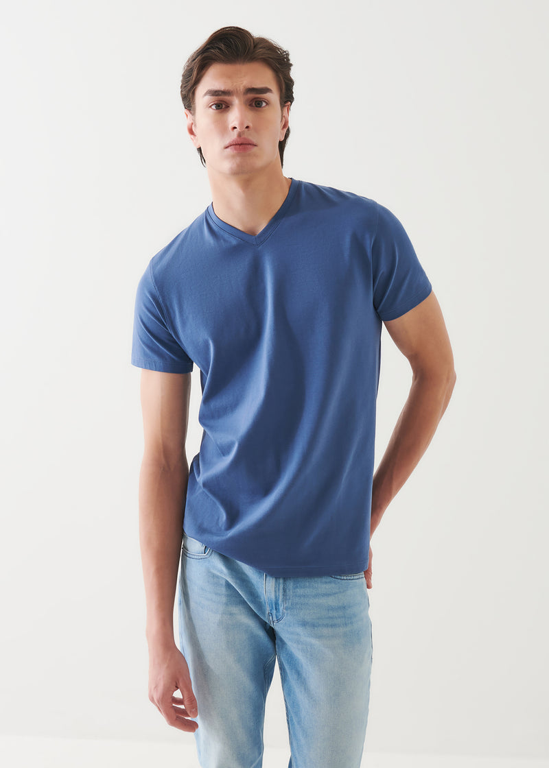 Pima Cotton Stretch V-Neck T-Shirt