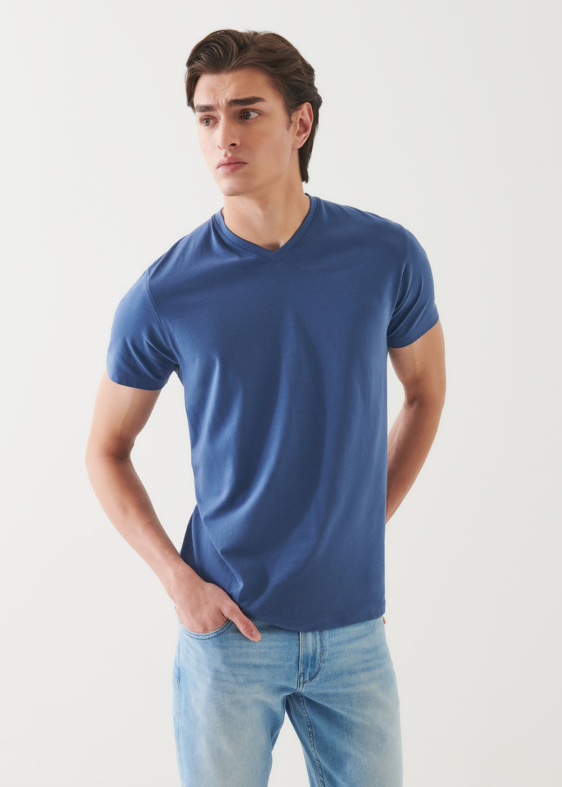 Pima Cotton Stretch V-Neck T-Shirt