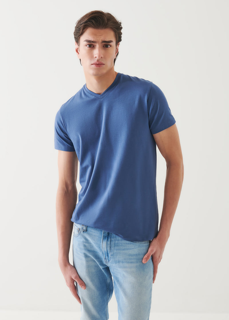 Pima Cotton Stretch V-Neck T-Shirt