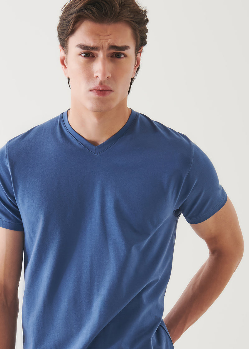 Pima Cotton Stretch V-Neck T-Shirt