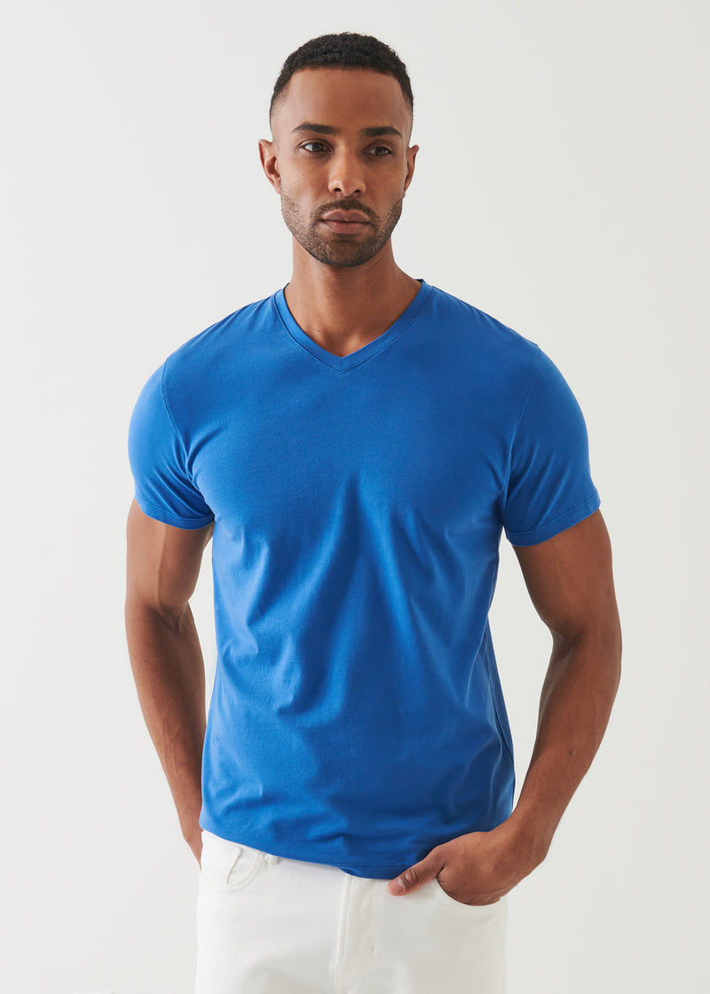 Pima Cotton Stretch V-Neck T-Shirt