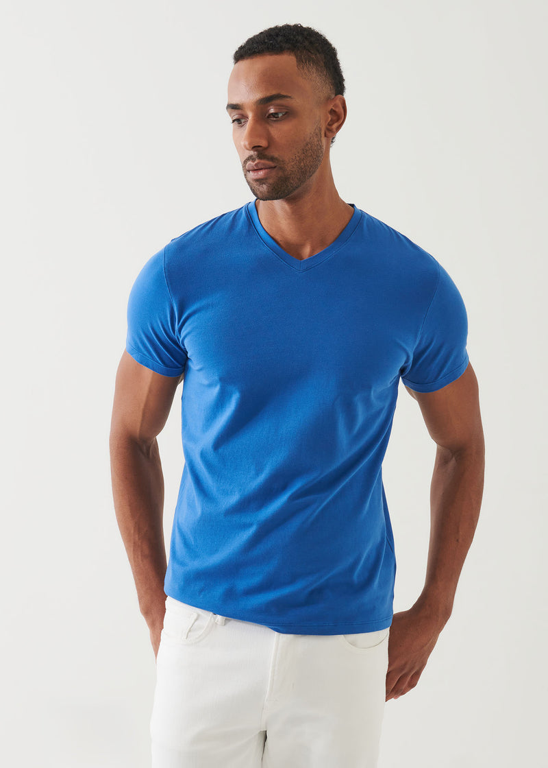 Pima Cotton Stretch V-Neck T-Shirt