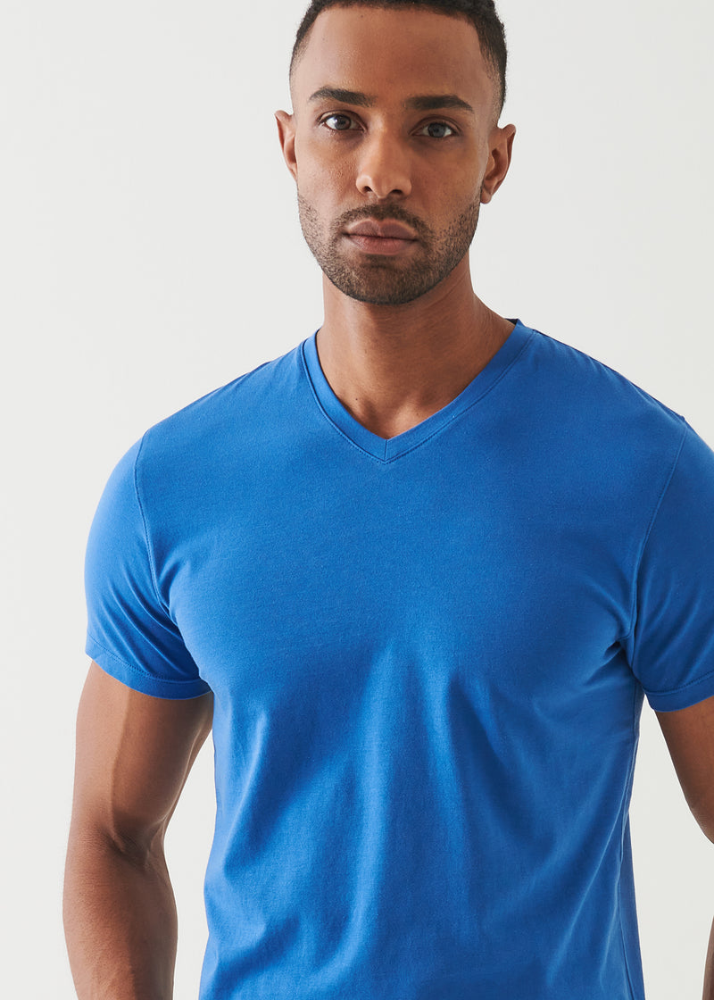 Pima Cotton Stretch V-Neck T-Shirt