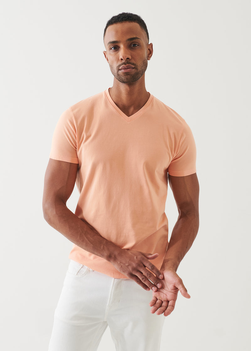 Pima Cotton Stretch V-Neck T-Shirt