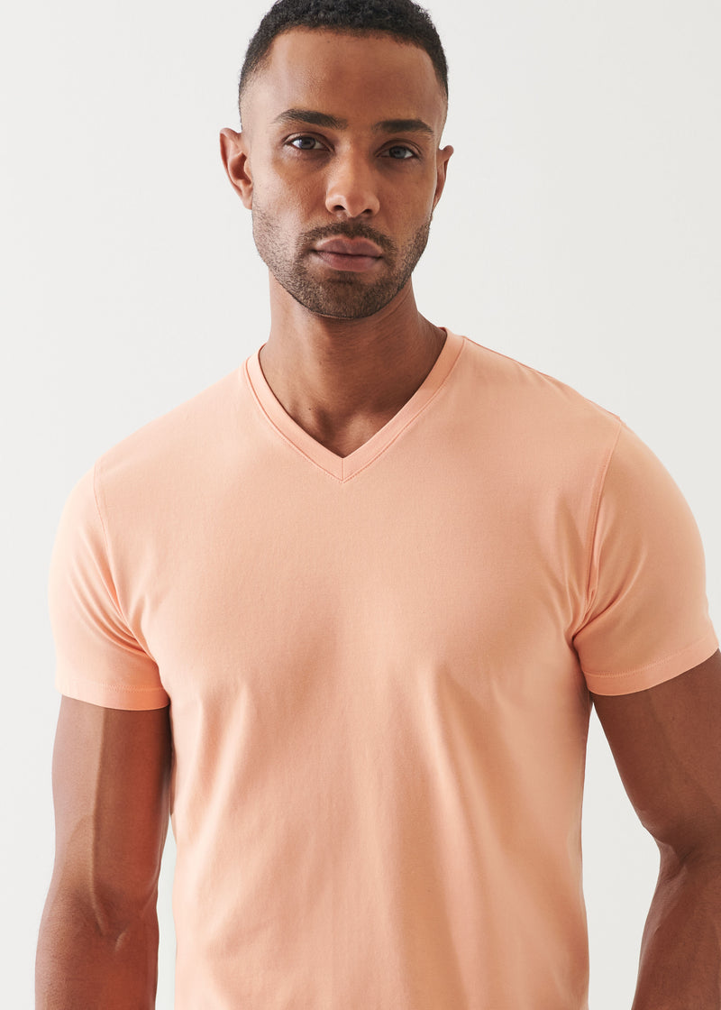 Pima Cotton Stretch V-Neck T-Shirt