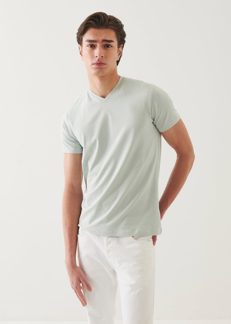 Pima Cotton Stretch V-Neck T-Shirt