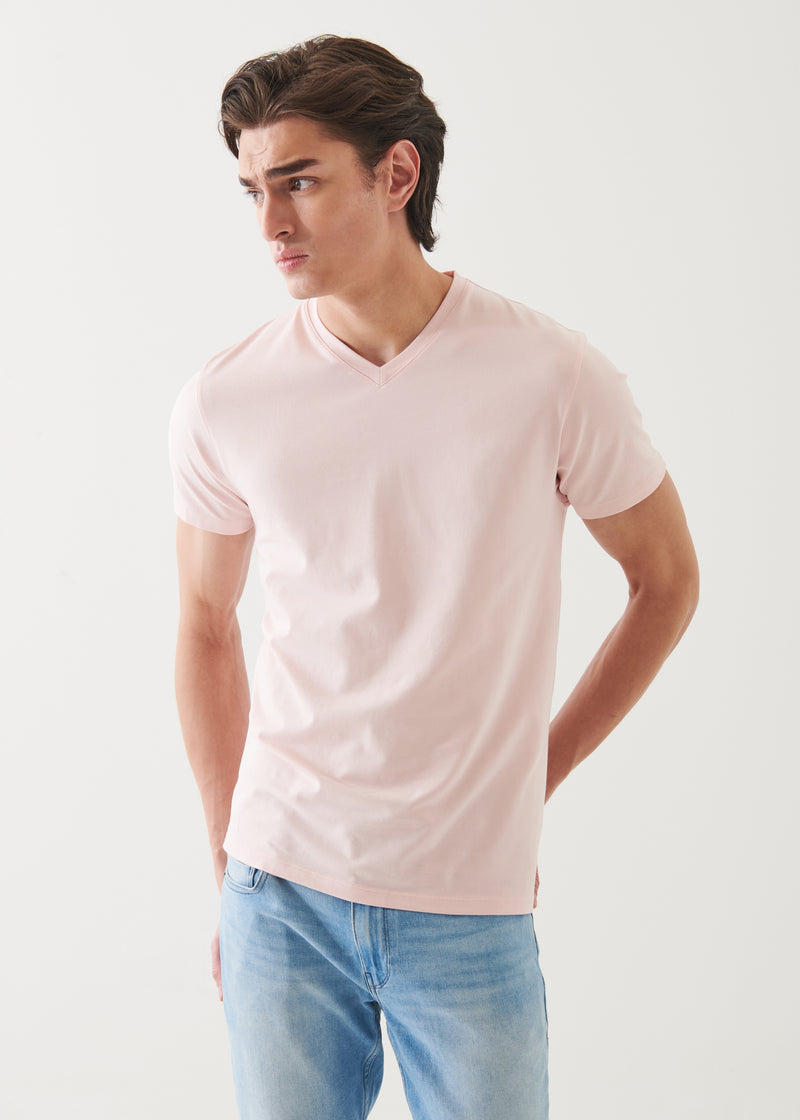 Pima Cotton Stretch V-Neck T-Shirt