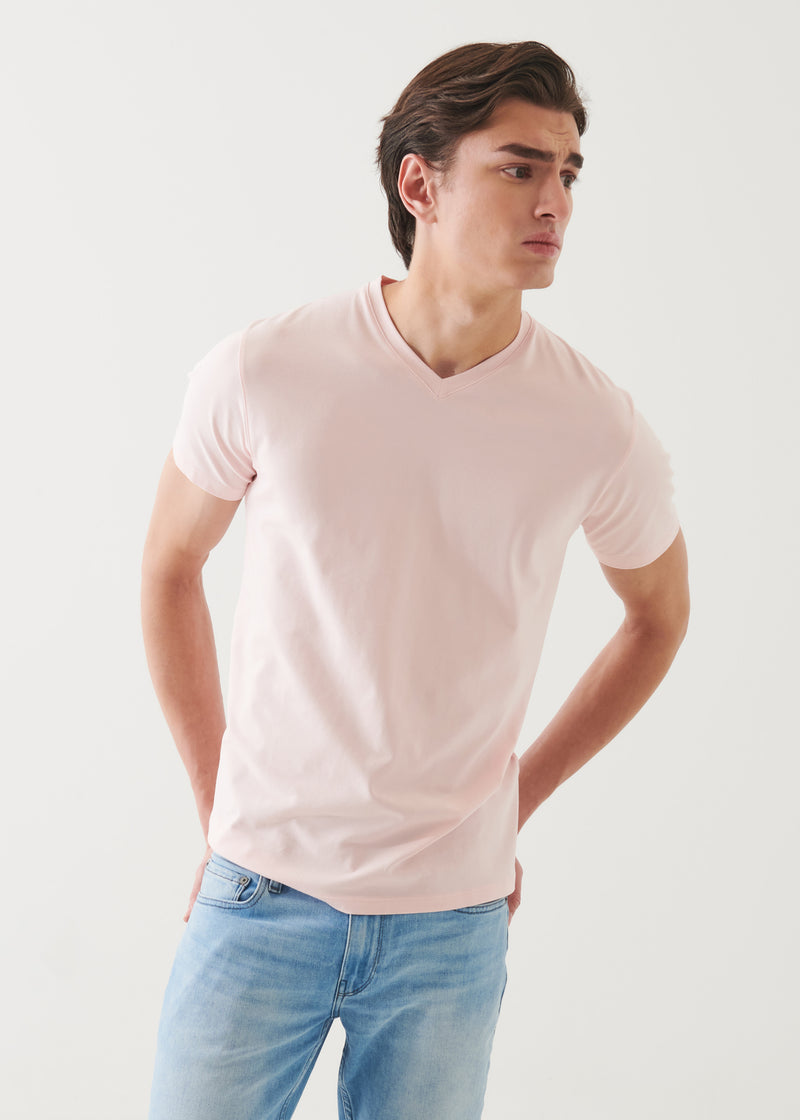 Pima Cotton Stretch V-Neck T-Shirt