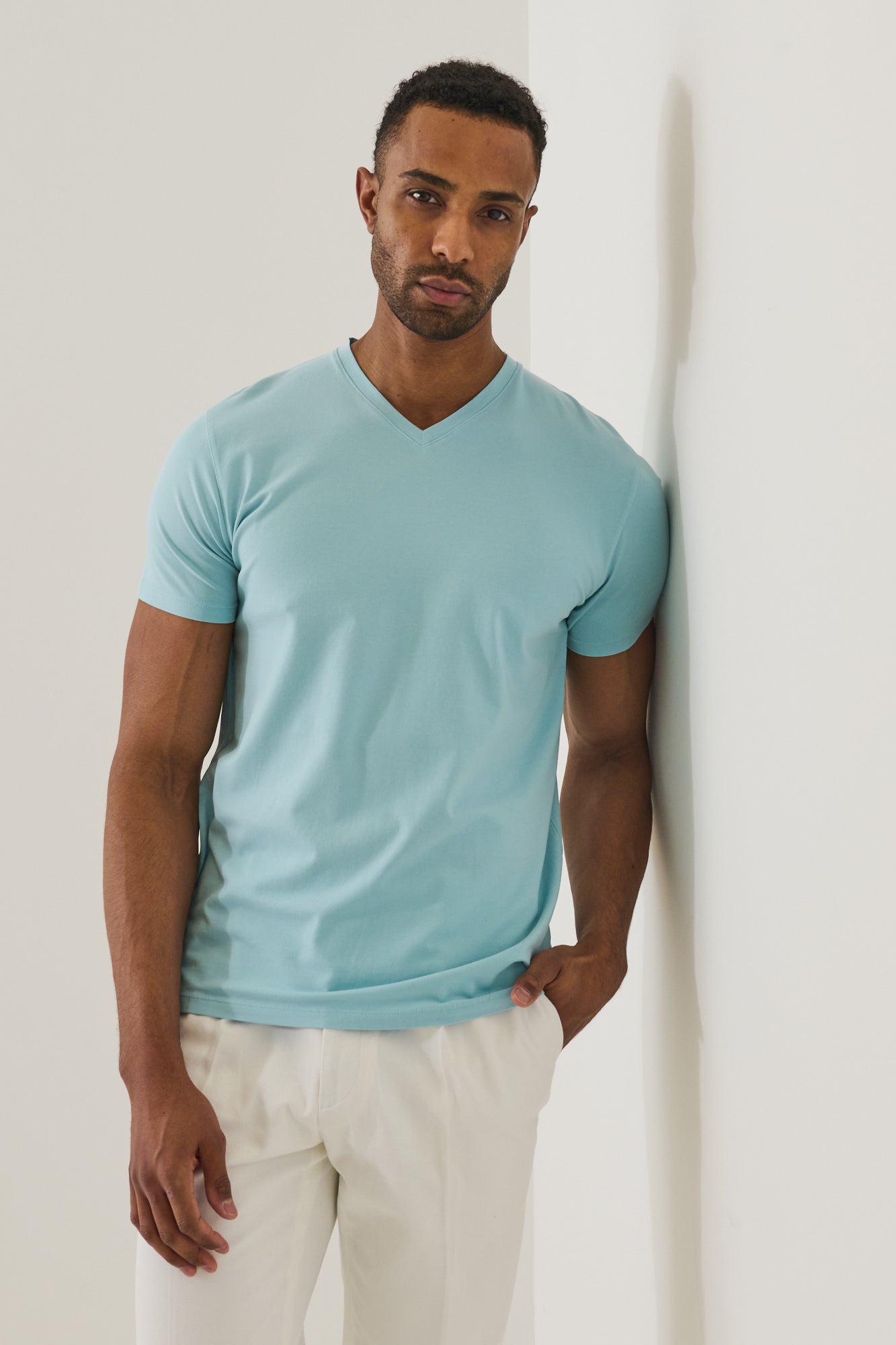 Pima Cotton Stretch V-Neck T-Shirt - PATRICK ASSARAF