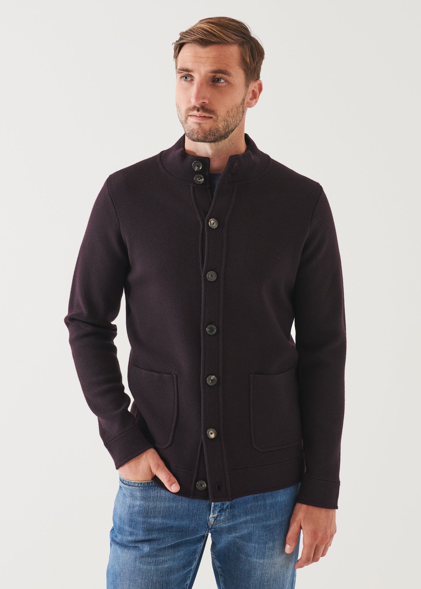 HALF MILANO STITCH MOCK CARDIGAN | PATRICK ASSARAF.