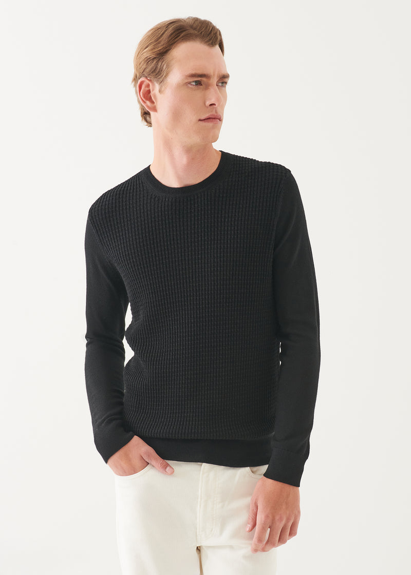 Merino Waffle Knit Crewneck