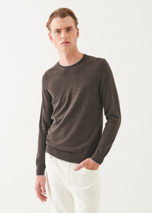 MERINO TIPPED CREWNECK