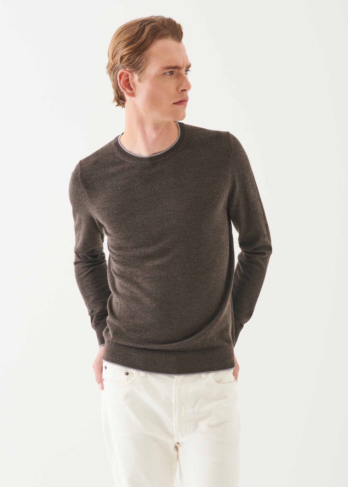 Merino Tipped Crewneck
