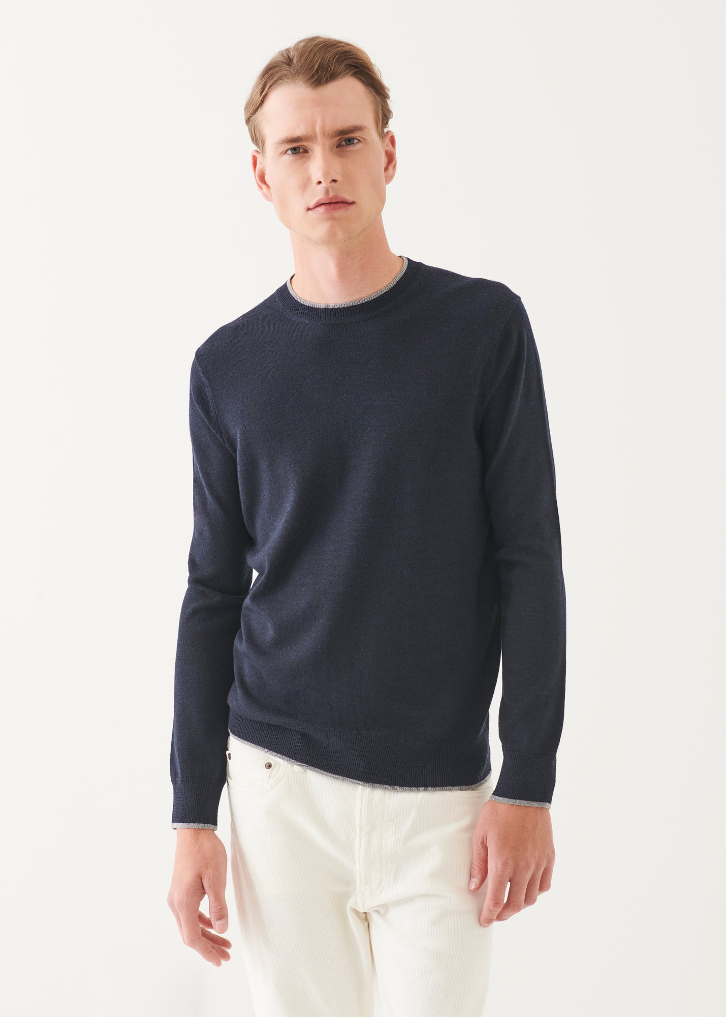 Merino Tipped Crewneck
