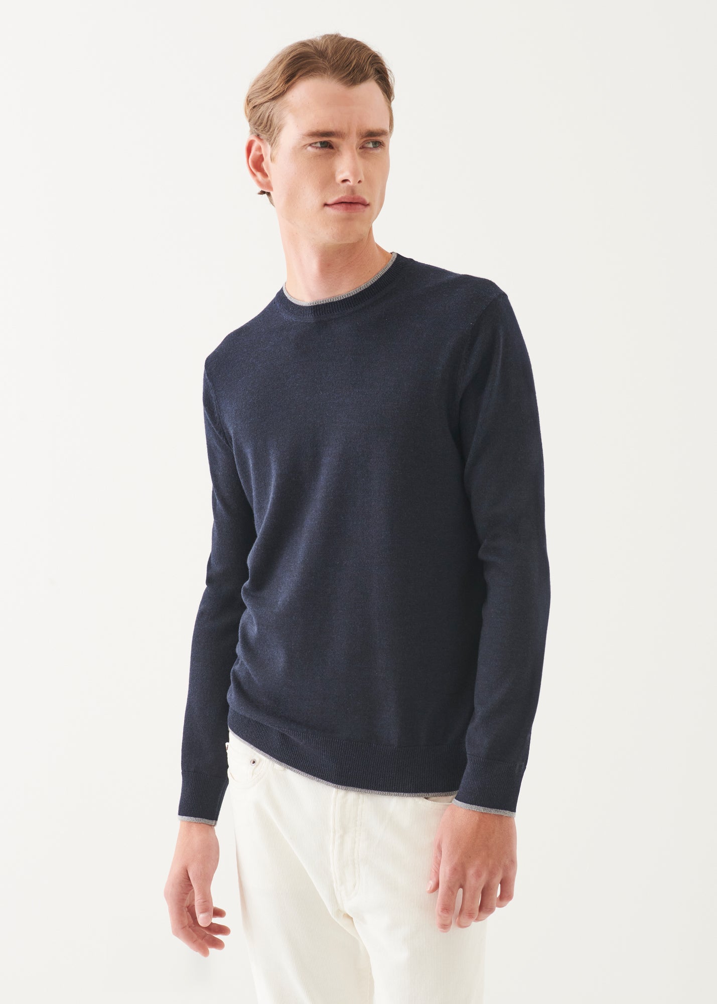 Merino Tipped Crewneck