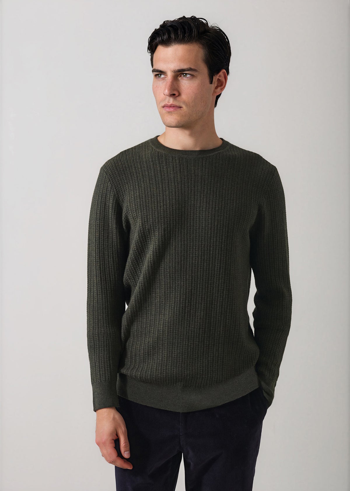 Merino Wool Linear Waffle Crewneck - PATRICK ASSARAF