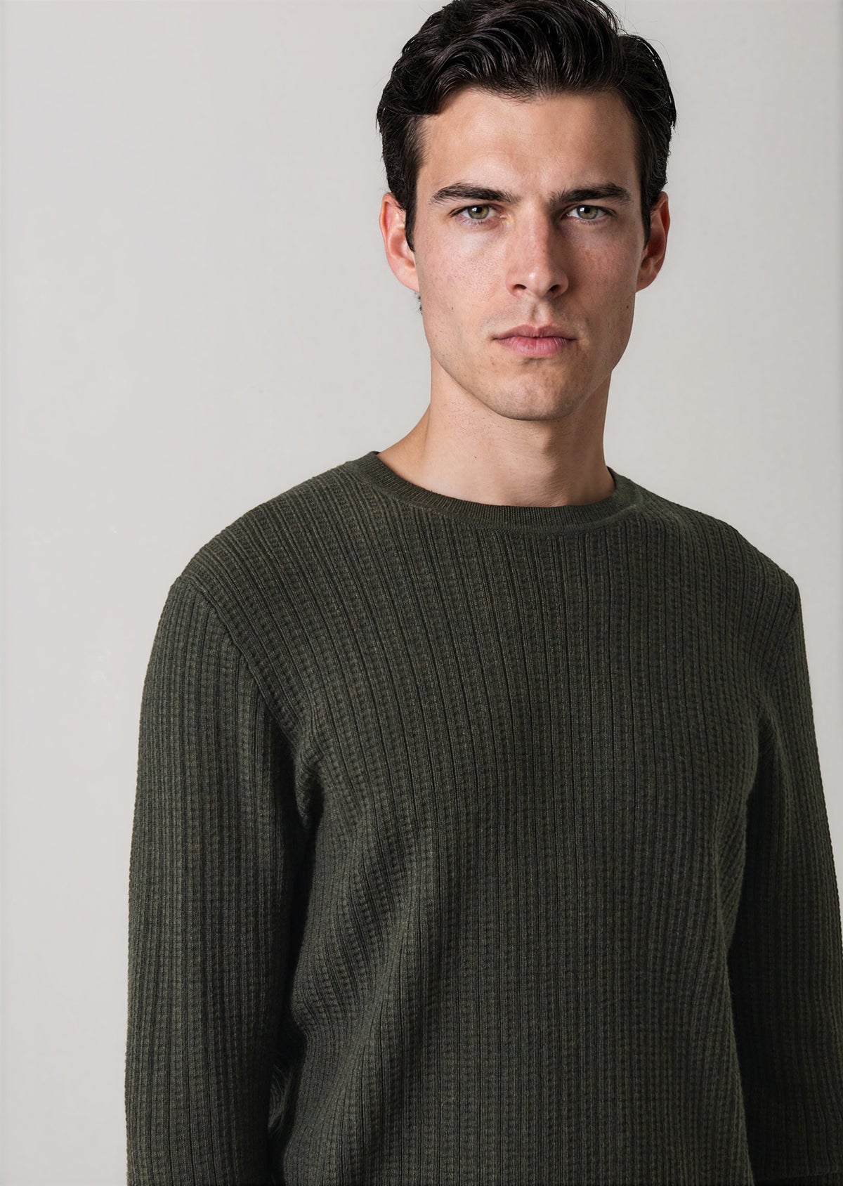 Merino Wool Linear Waffle Crewneck - PATRICK ASSARAF