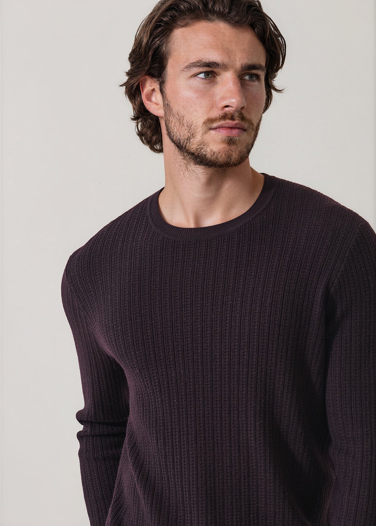 Merino Wool Linear Waffle Crewneck - PATRICK ASSARAF