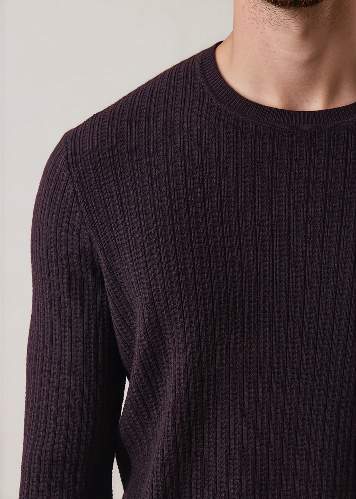 Merino Wool Linear Waffle Crewneck - PATRICK ASSARAF