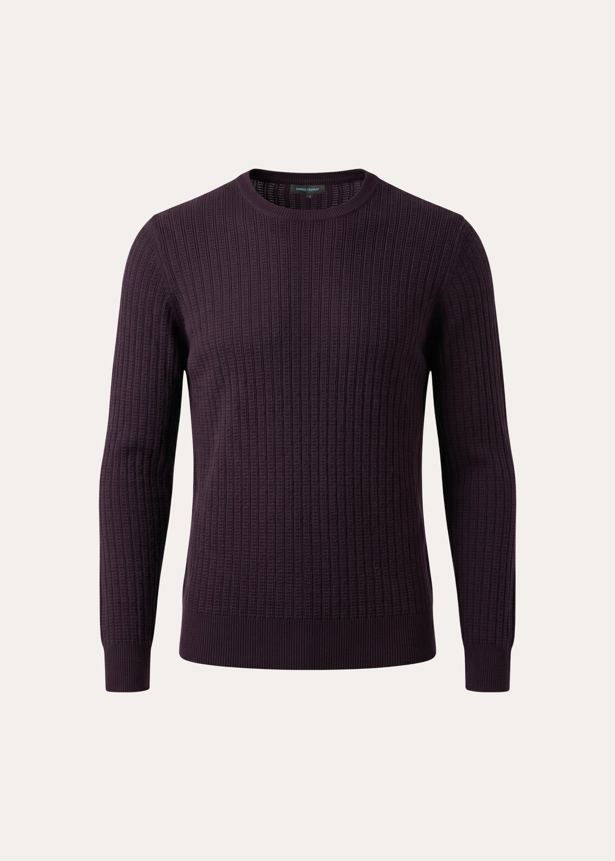 Merino Wool Linear Waffle Crewneck - PATRICK ASSARAF