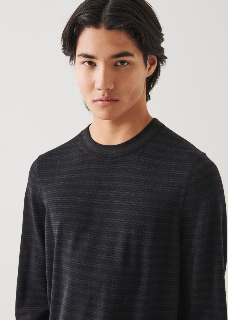 Extra-Fine Merino Multi Stripe Crewneck