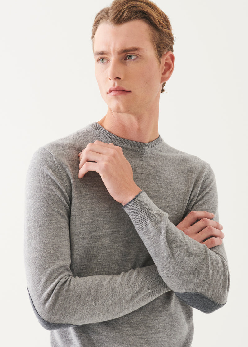 Merino Crewneck With Elbow Patches