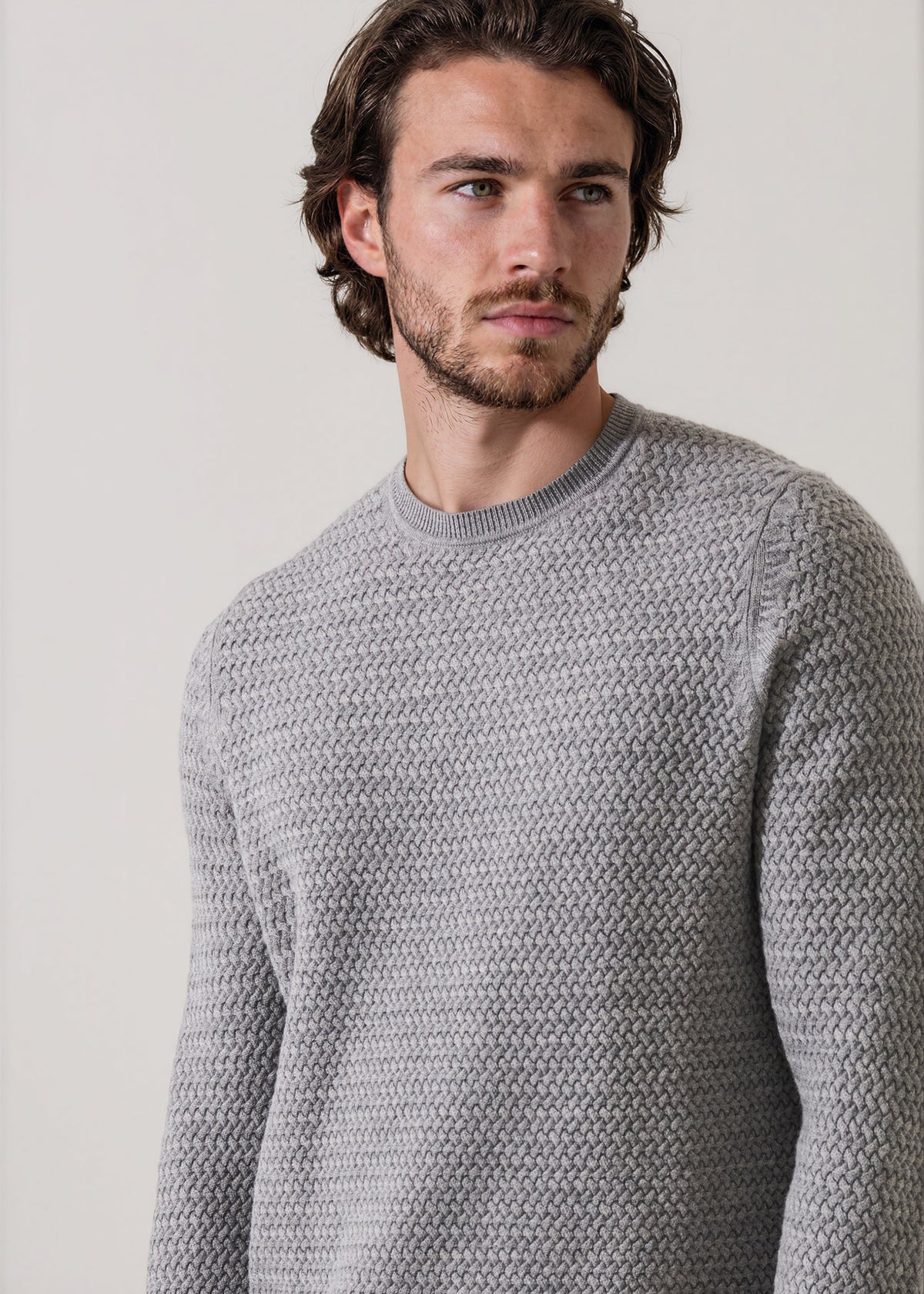 Extra-Fine Merino Wool Lattice Crew Neck - PATRICK ASSARAF