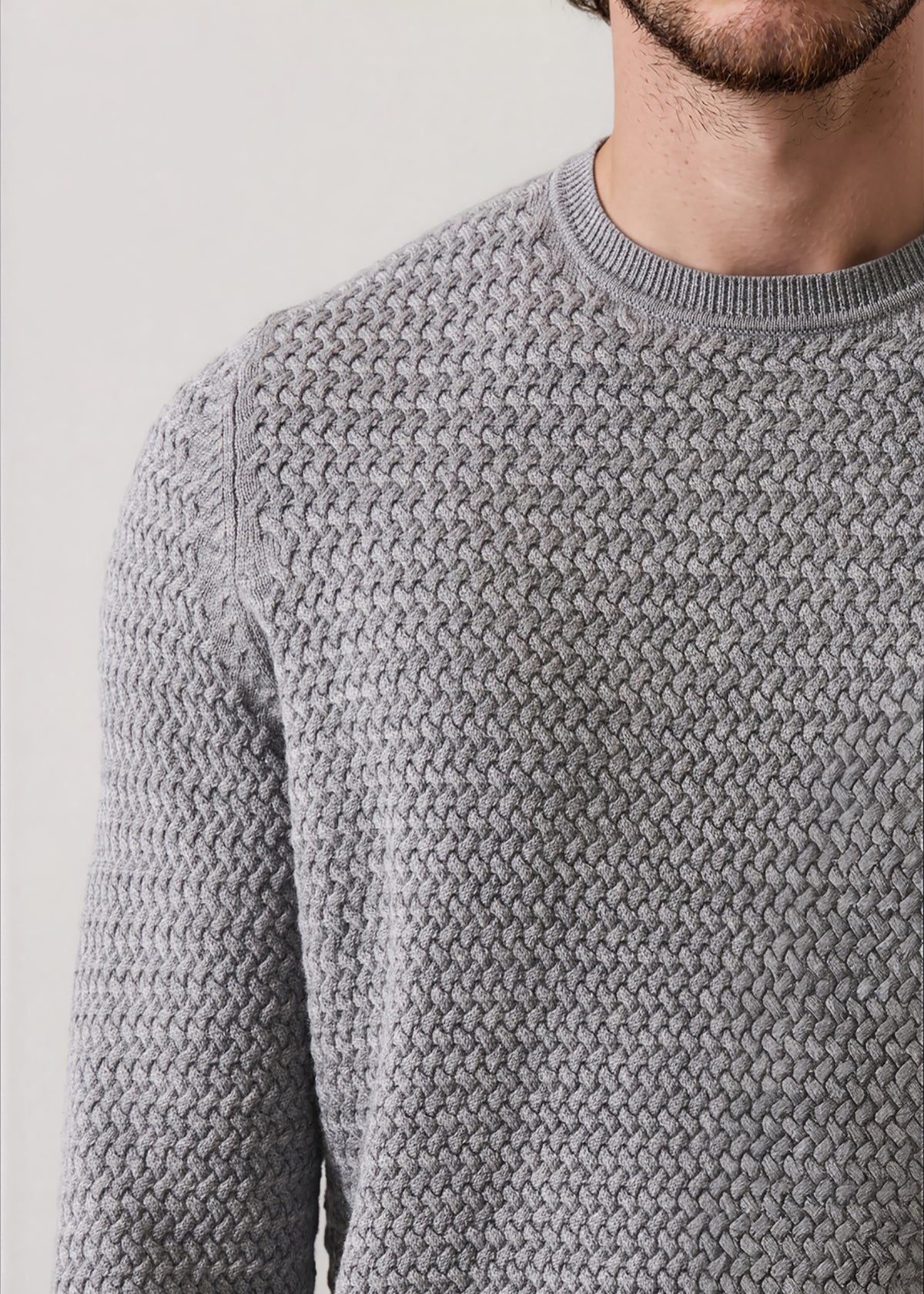 Extra-Fine Merino Wool Lattice Crew Neck - PATRICK ASSARAF