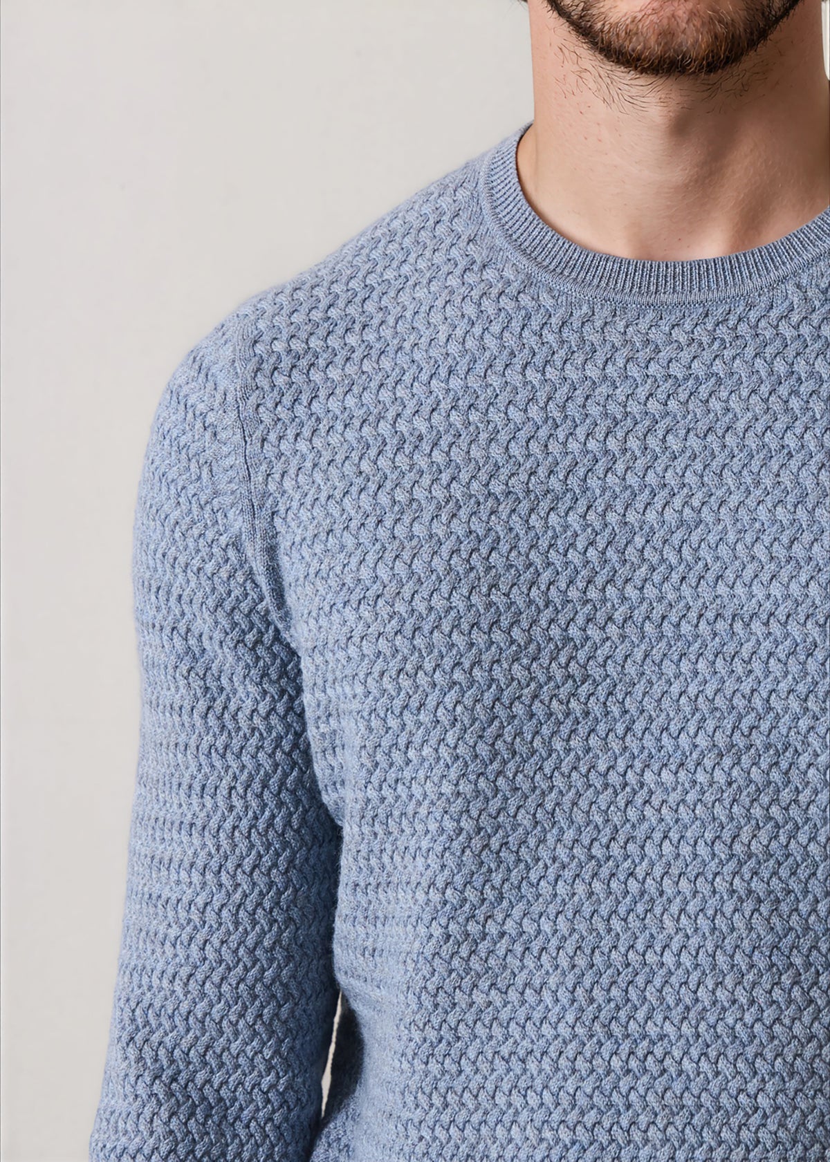 Extra-Fine Merino Wool Lattice Crew Neck - PATRICK ASSARAF