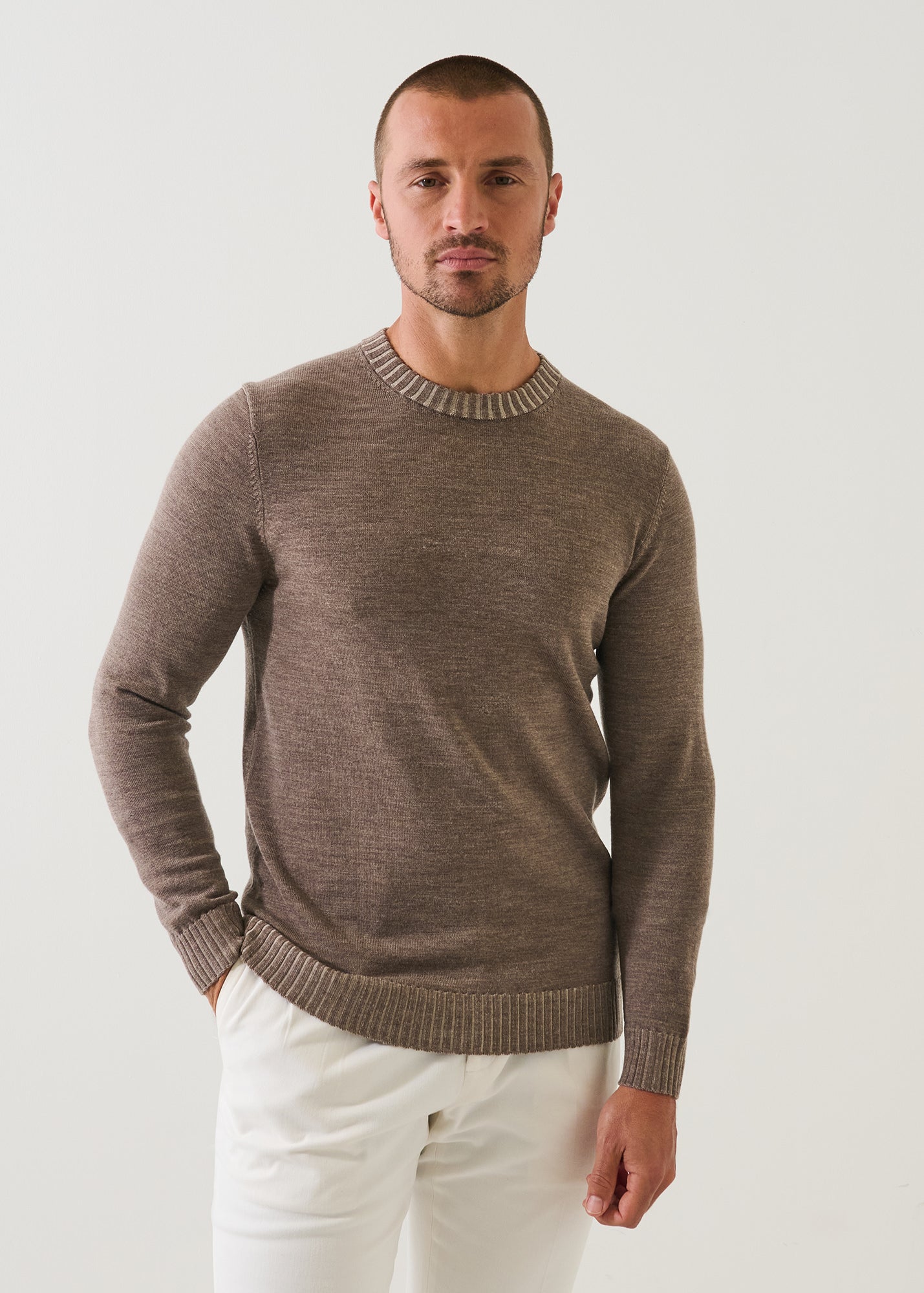Plaited Merino Wool Crewneck