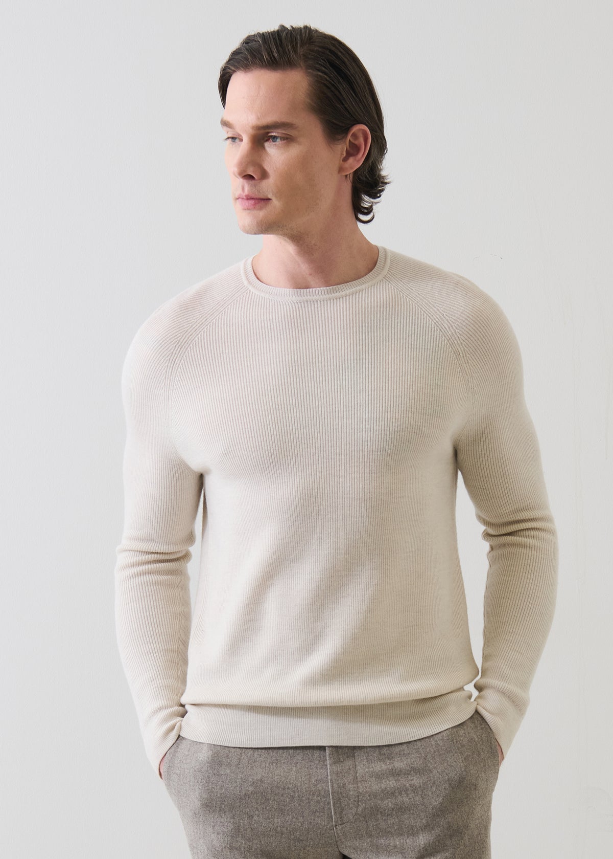 Merino Wool Ribbed Crewneck - PATRICK ASSARAF