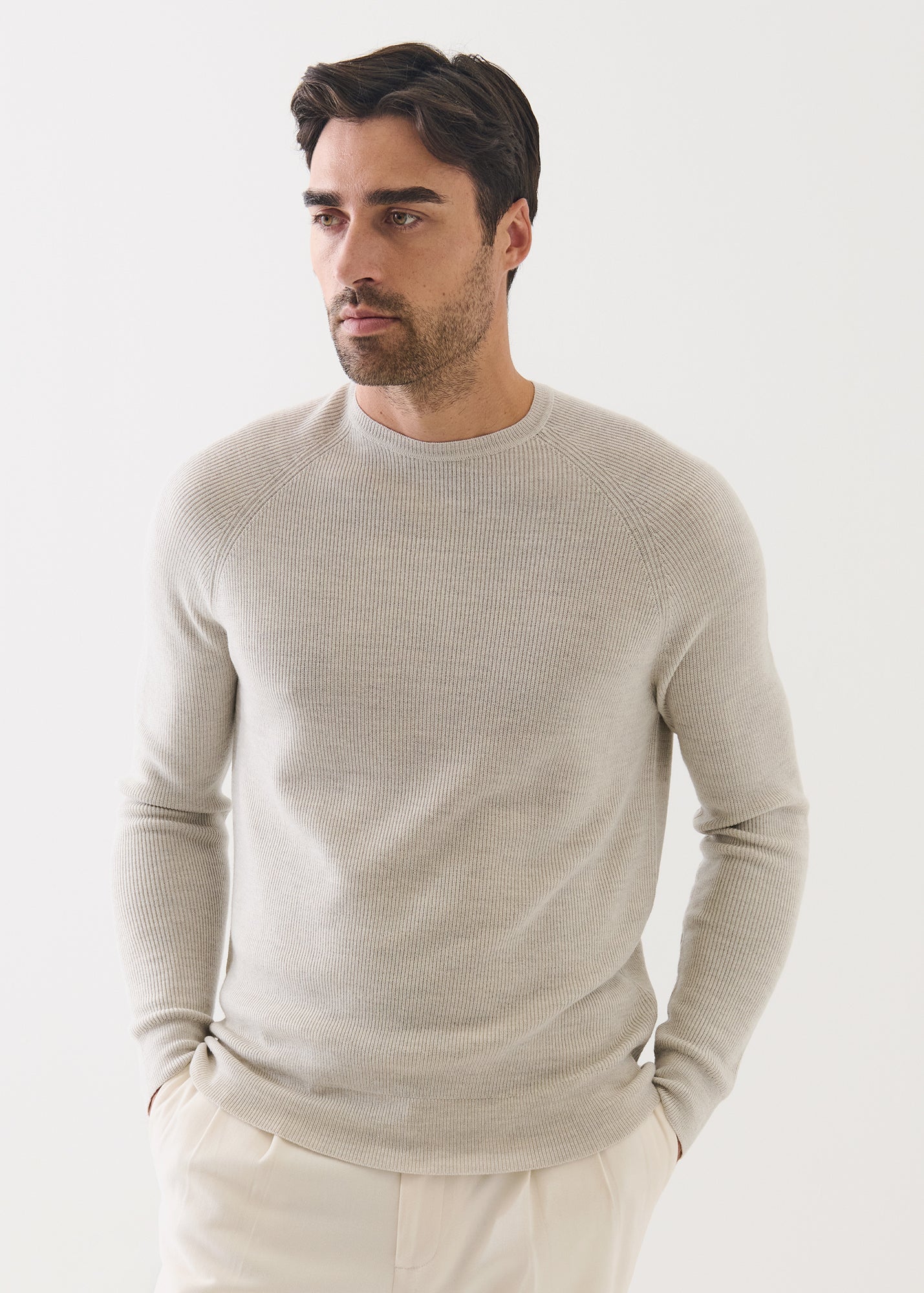 Merino Wool Ribbed Crewneck