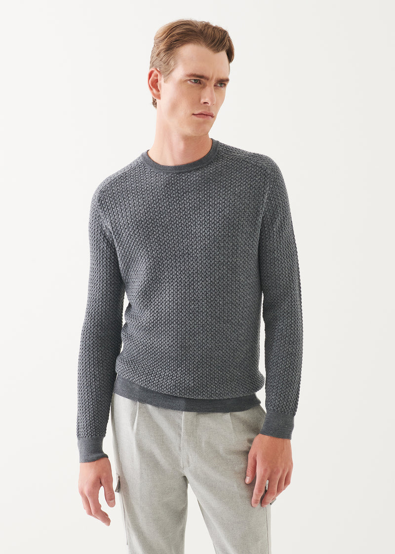 Merino Textured Crewneck