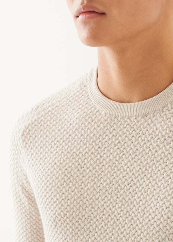 MERINO TEXTURED CREWNECK