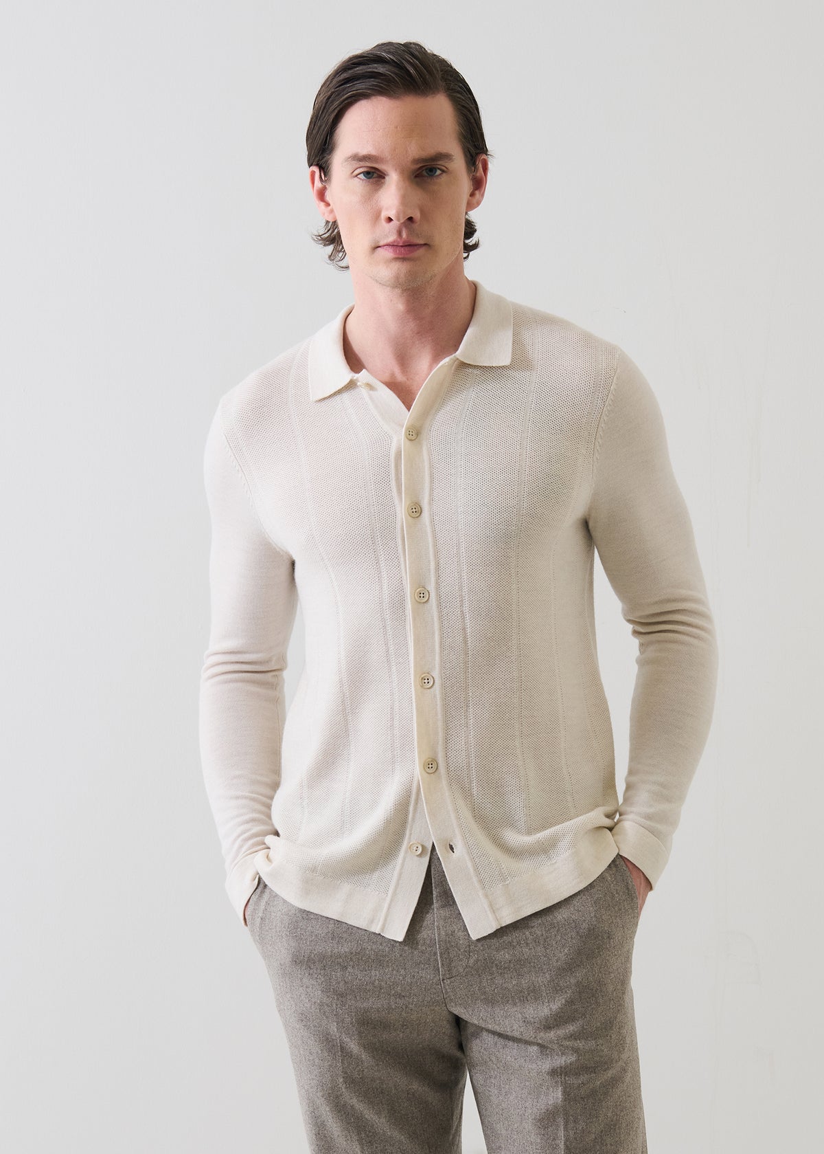 Extra-Fine Merino Wool Birdseye Knit Shirt - PATRICK ASSARAF