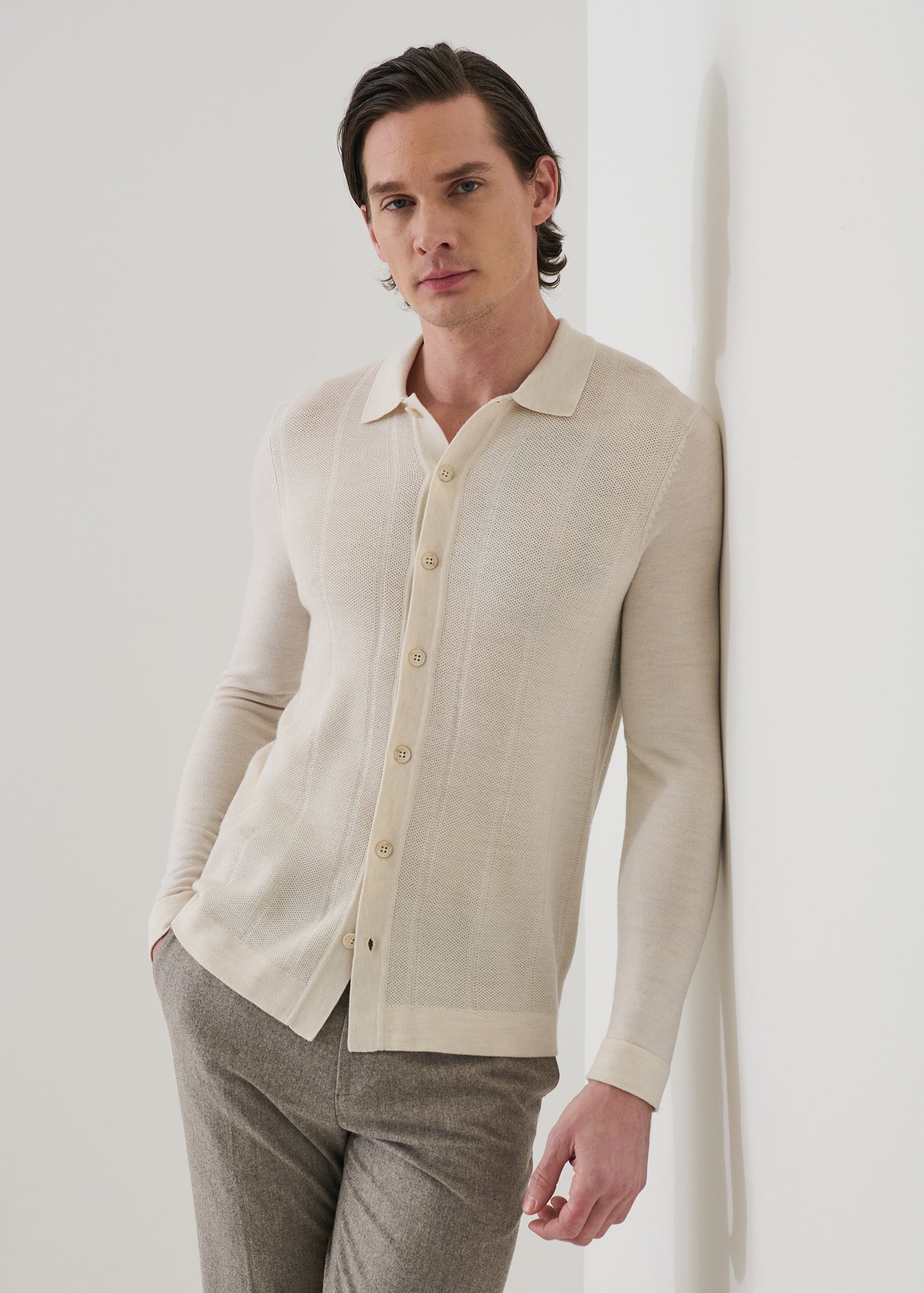 Extra-Fine Merino Wool Birdseye Knit Shirt - PATRICK ASSARAF