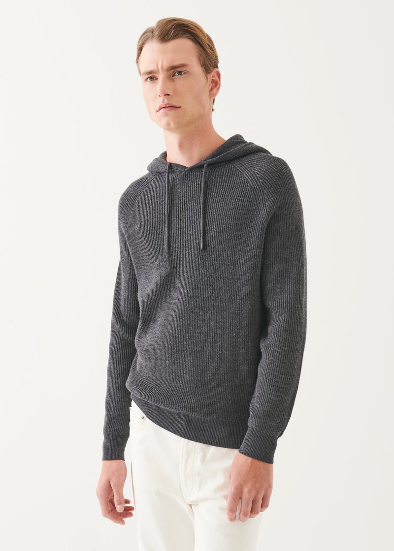 Merino Ribbed Hoodie