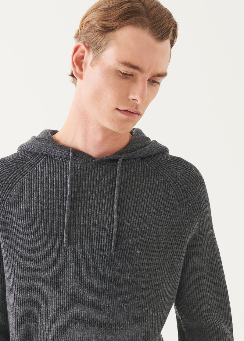 Merino Ribbed Hoodie