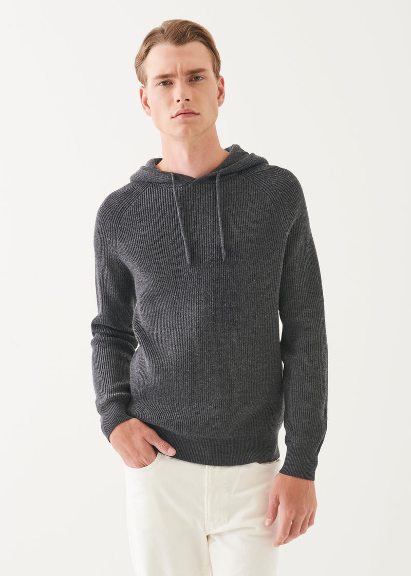 Merino Ribbed Hoodie