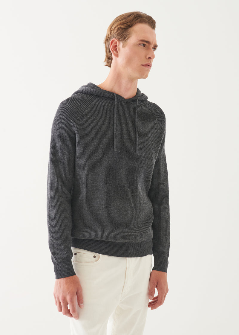 Merino Ribbed Hoodie