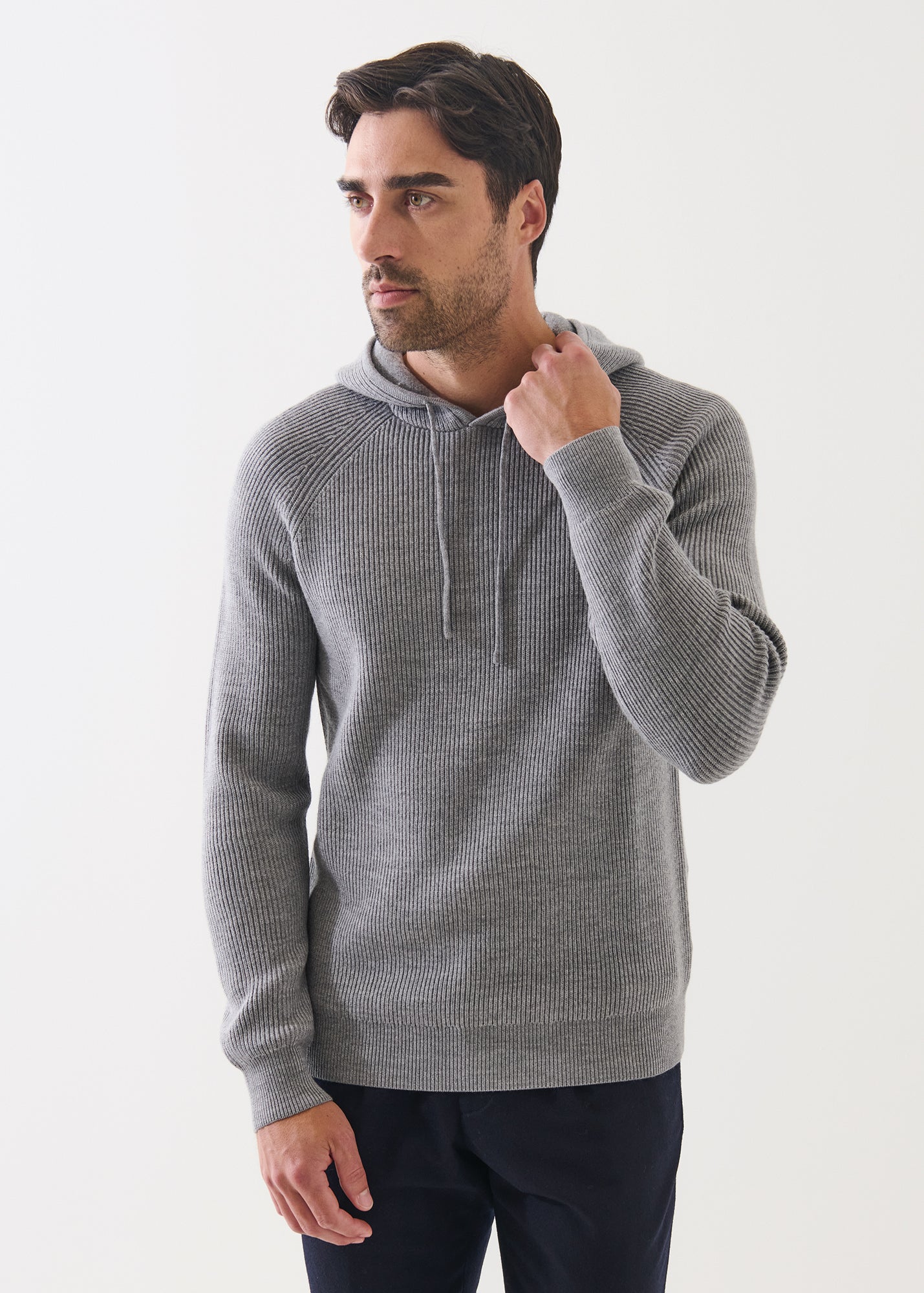 Merino Ribbed Hoodie | PATRICK ASSARAF | Luxury Fashion