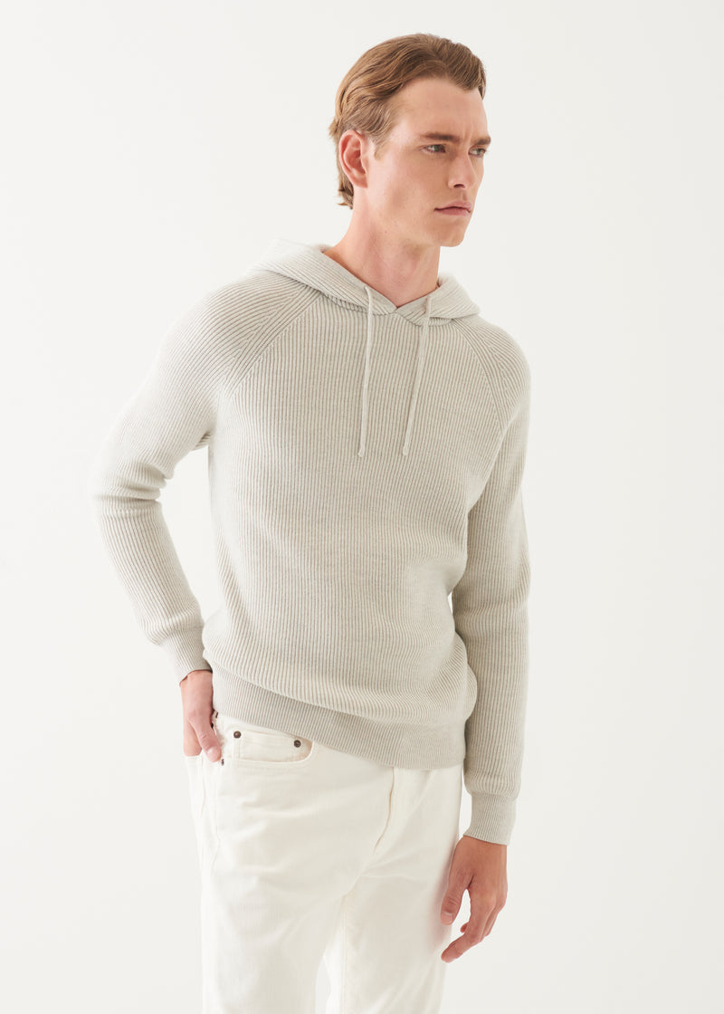 Merino Ribbed Hoodie