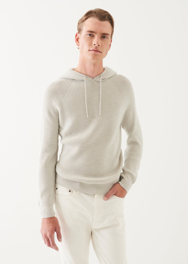 Merino Ribbed Hoodie