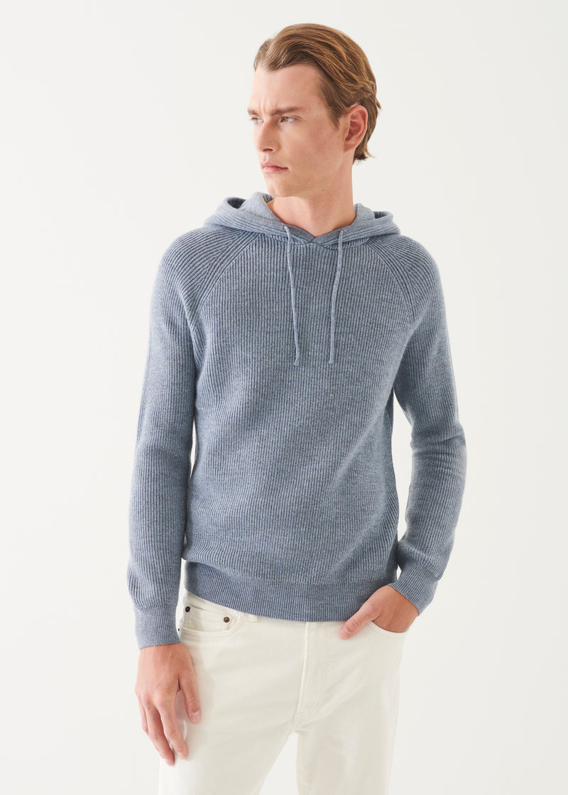 Merino Ribbed Hoodie