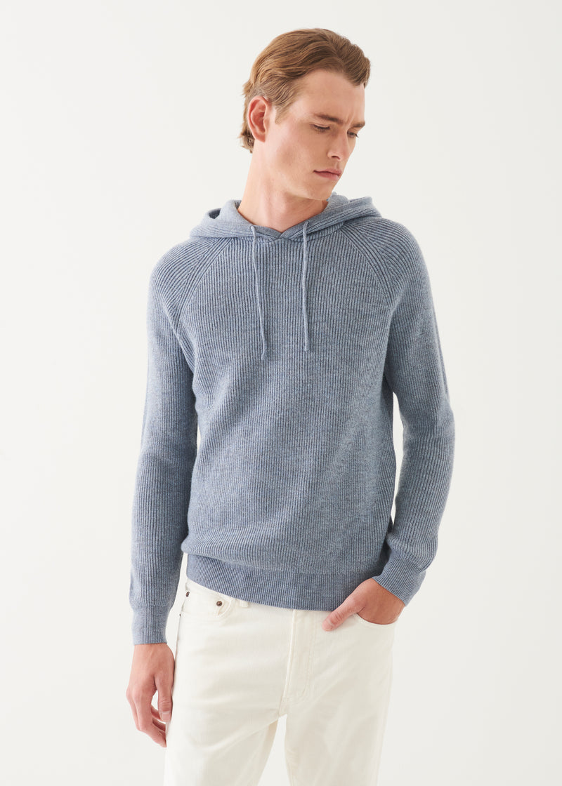 Merino Ribbed Hoodie