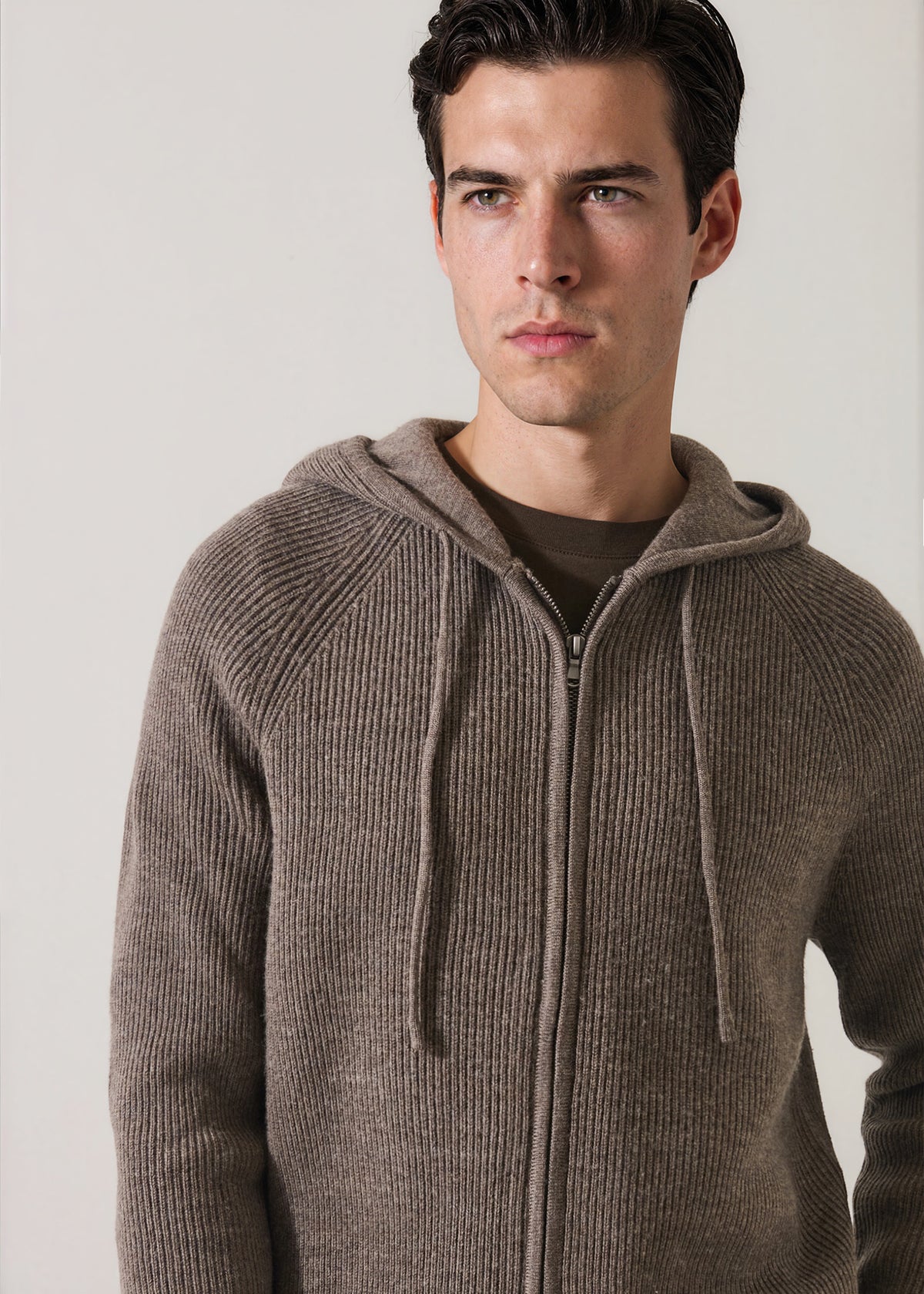 Extra-Fine Merino Wool Ribbed Full Zip Hoodie - PATRICK ASSARAF