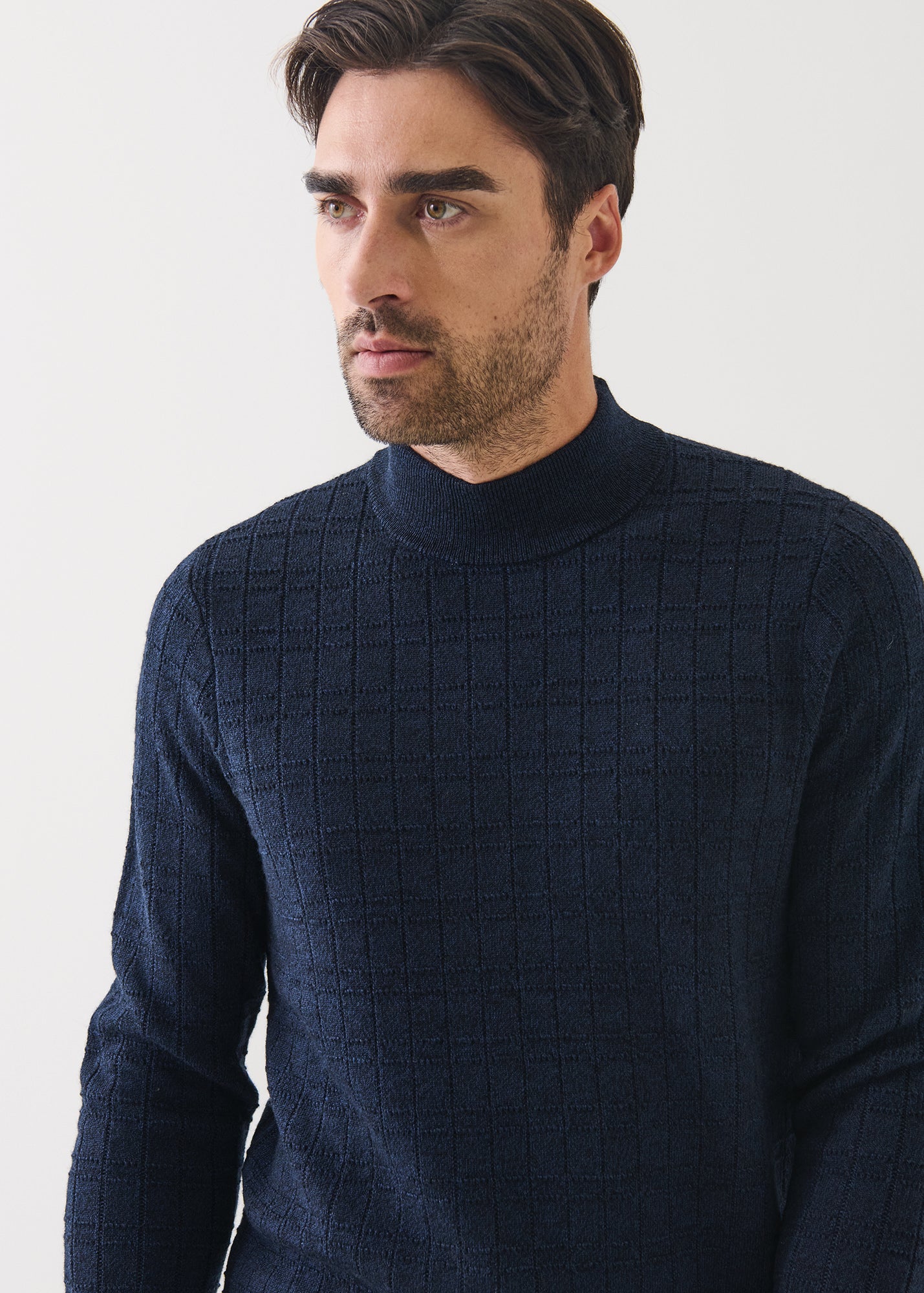 Merino Textured Mock Neck Sweater